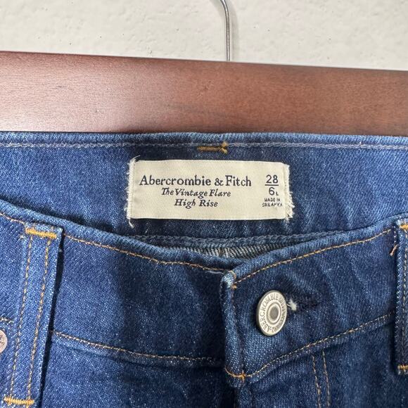 Abercrombie & Fitch High Rise‎ Vintage Flare Jeans Women’s 28 6L Dark Wash - Picture 4 of 9